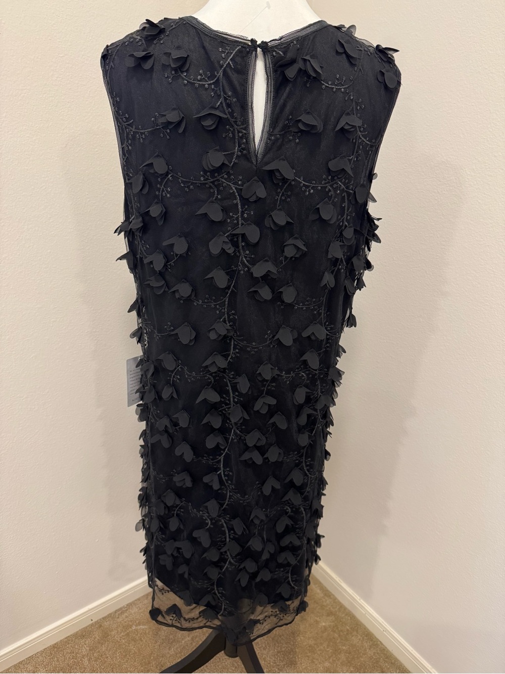 Max Studio Sheath Dress 3D Appliqué Floral XL Party Cocktail Evening Wedding - Picture 5 of 9